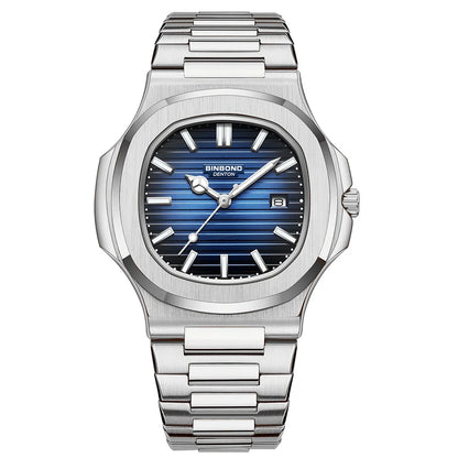 BINBOND New Luxury Men's Date Display Waterproof Stainless Steel Round Quartz Watch
