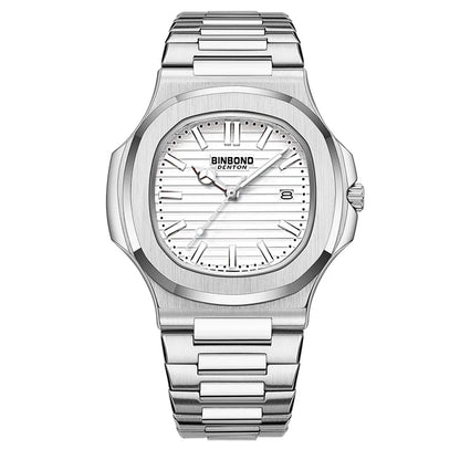 BINBOND New Luxury Men's Date Display Waterproof Stainless Steel Round Quartz Watch