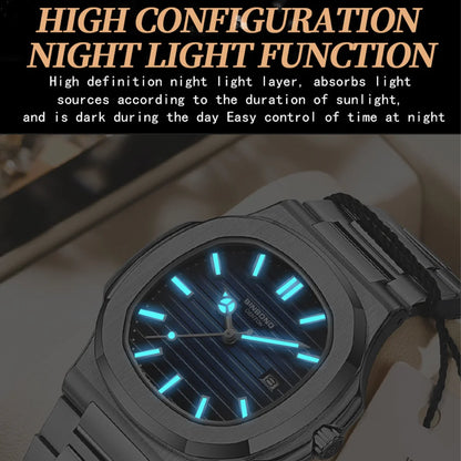 BINBOND New Luxury Men's Date Display Waterproof Stainless Steel Round Quartz Watch